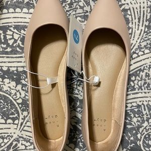 Nude Pointed Toe Ballet Flats